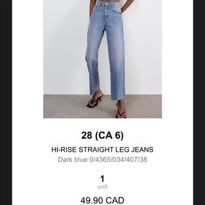 ZARA STRAIGHT LEG JEANS
